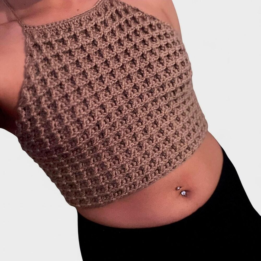 Unbranded Women's Brown and Tan Crop-top